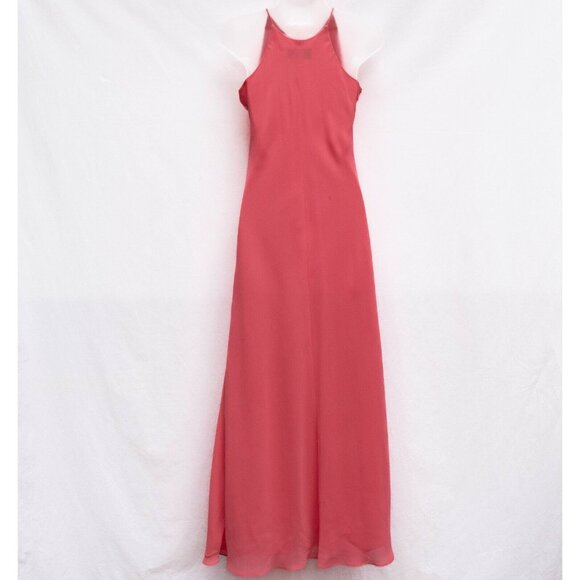 Vtg 90s Chelsea Nites Slip Dress 8 Beaded Salmon Pink Spaghetti Straps Gown Y2K - Picture 4 of 8